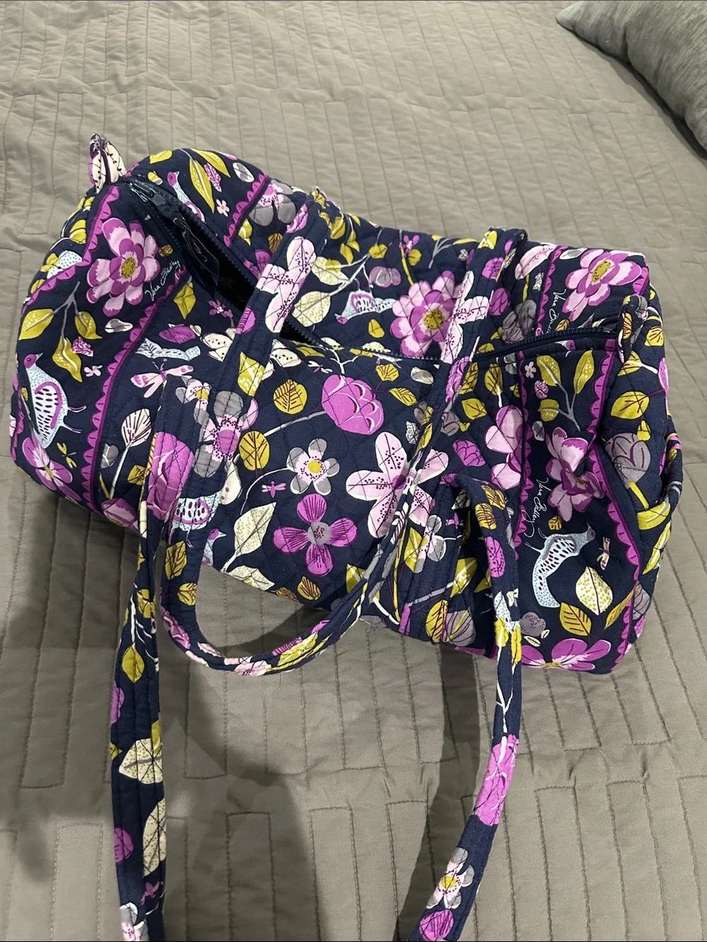 Vera Bradley small Quilted Floral Tote Bag - Navy purple